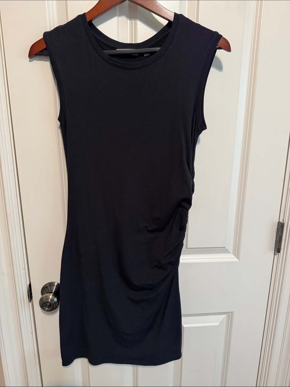 Athleta Black Sleeveless Ruched Tank Dress